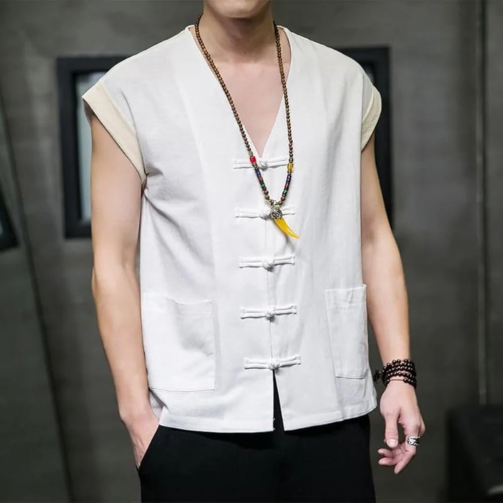 YANYAN/ヤンヤン　Linen Mabo VEST サイズM Amazon.com: QPZK Linen Vest Men Traditional Chinese Vest
